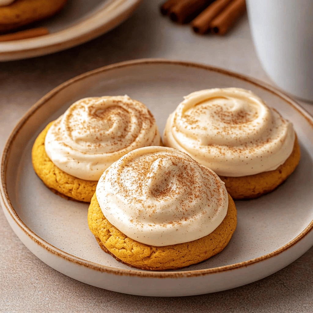 Pumpkin Cookies with Cream Cheese Frosting