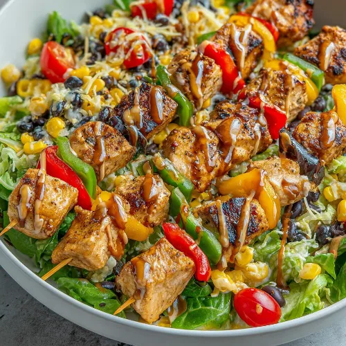 BBQ Chicken Skewer Salad