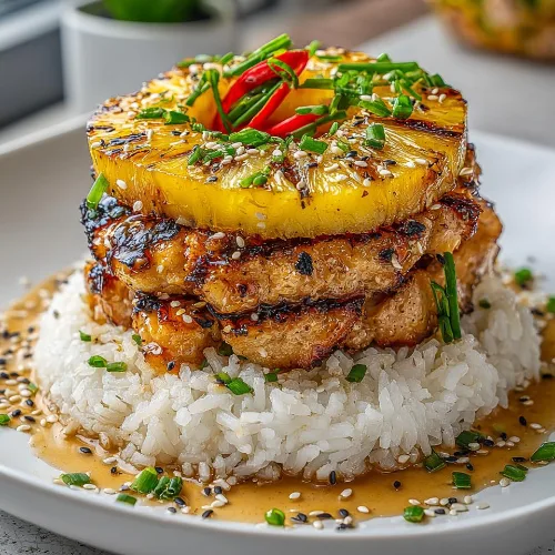 Hawaiian Huli Huli Chicken Stack