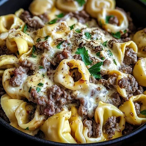 Philly Cheesesteak Tortellini Pasta