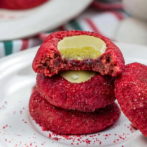 Red Velvet Cream Cheese Thumbprint Cookies