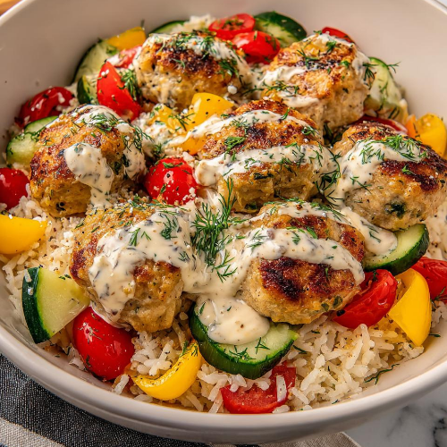 Greek Meatball Bowl