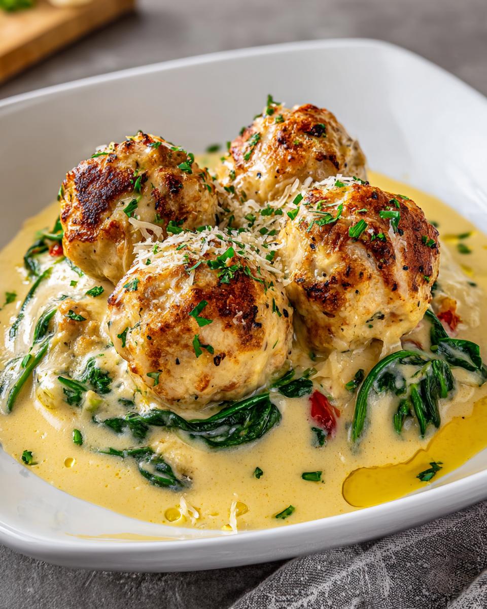 baked-chicken-ricotta-meatballs-with-spinach-alfredo-sauce