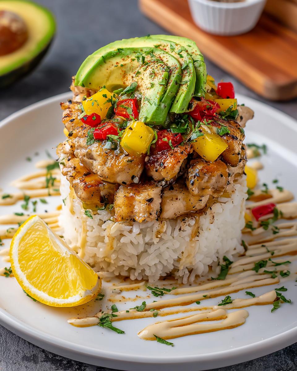 honey-lime-chicken-and-avocado-rice-stack